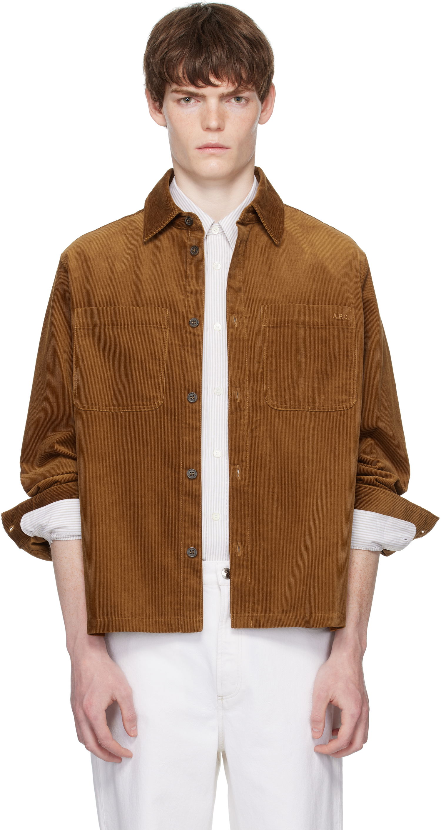 Košeľa A.P.C. A.P.C. Leon Corduroy Overshirt Hnedá | COHHO-H32019, 0
