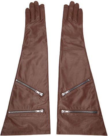 Rukavice Rick Owens Porterville Gauntlets Leather Gloves With Zips Hnedá | RR02D6456 LSU, 0