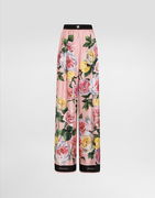 Dolce & Gabbana Silk Pajama Pants with Rose and Peony Print