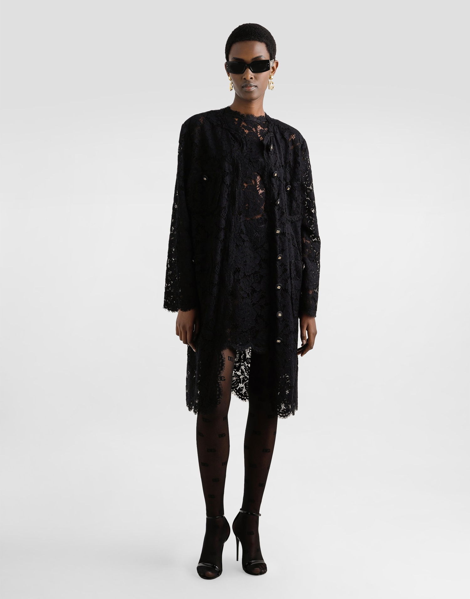 Šaty Dolce & Gabbana Dolce & Gabbana A-Line Lace Dress Čierna | F6ATYTHLM7LN0000, 1