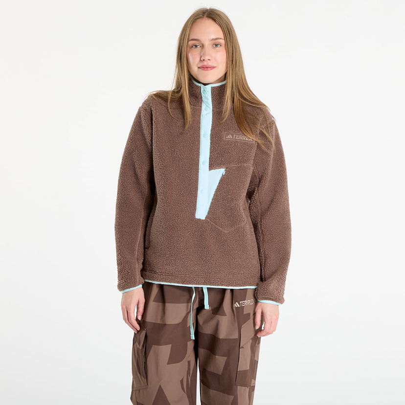 Mikina adidas Performance Terrex Xploric High Pile Fleece Pullover Sweatshirt Hnedá | JN0931