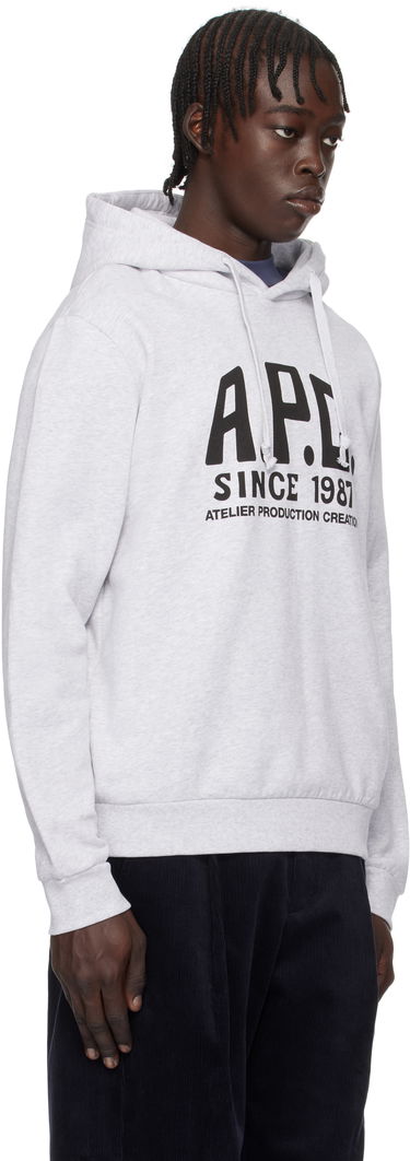 Mikina A.P.C. Print Label Hoodie Šedá | COHBV-M27955, 4