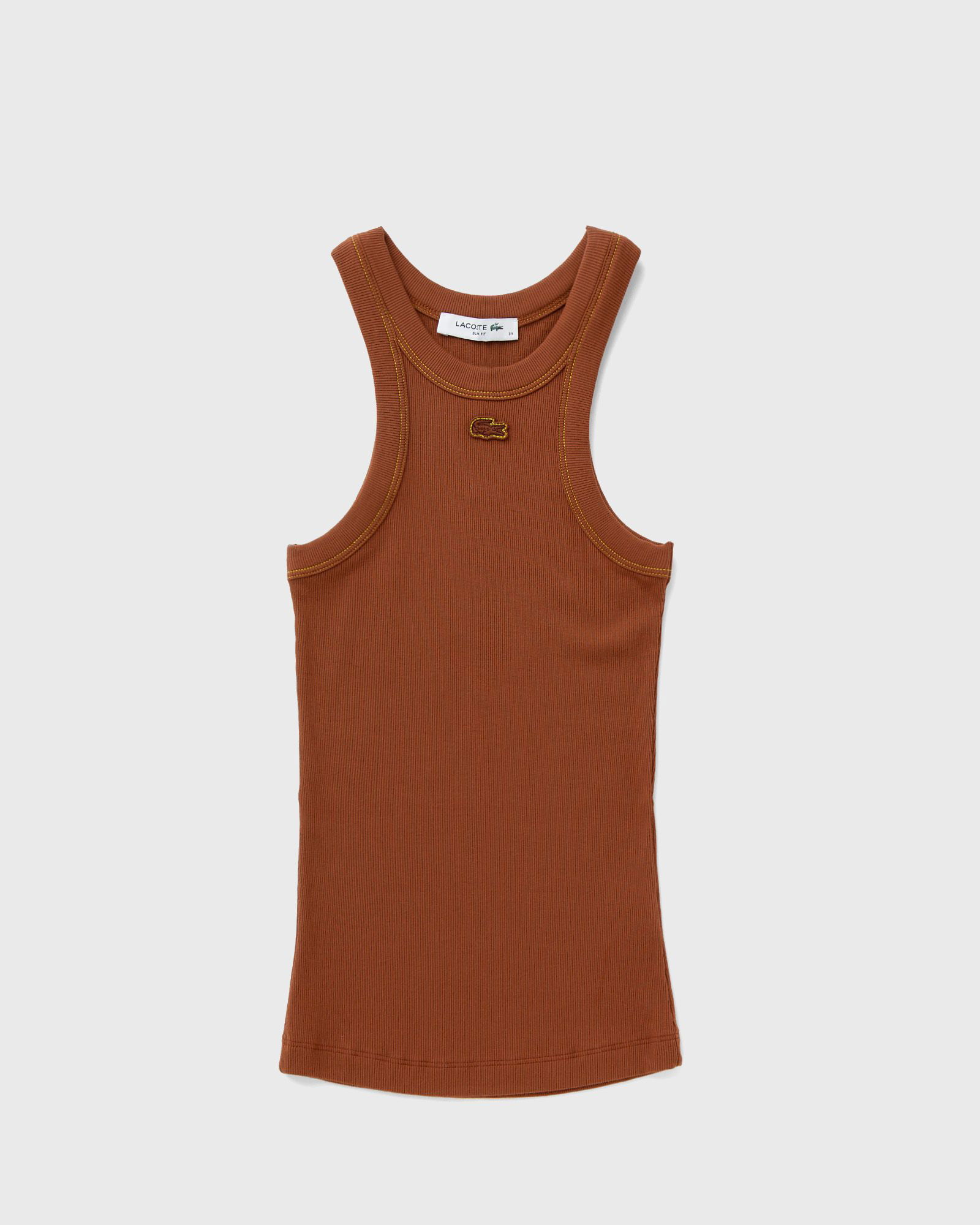 Brown Slim Fit Ribbed Tank Top