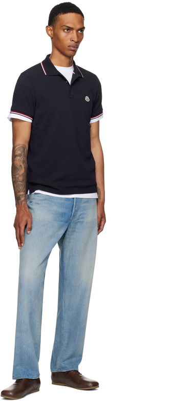 Polo tričko Moncler Moncler Tricolor-Trimmed Cotton Piquet Polo Navy | K20918A7030084556, 3