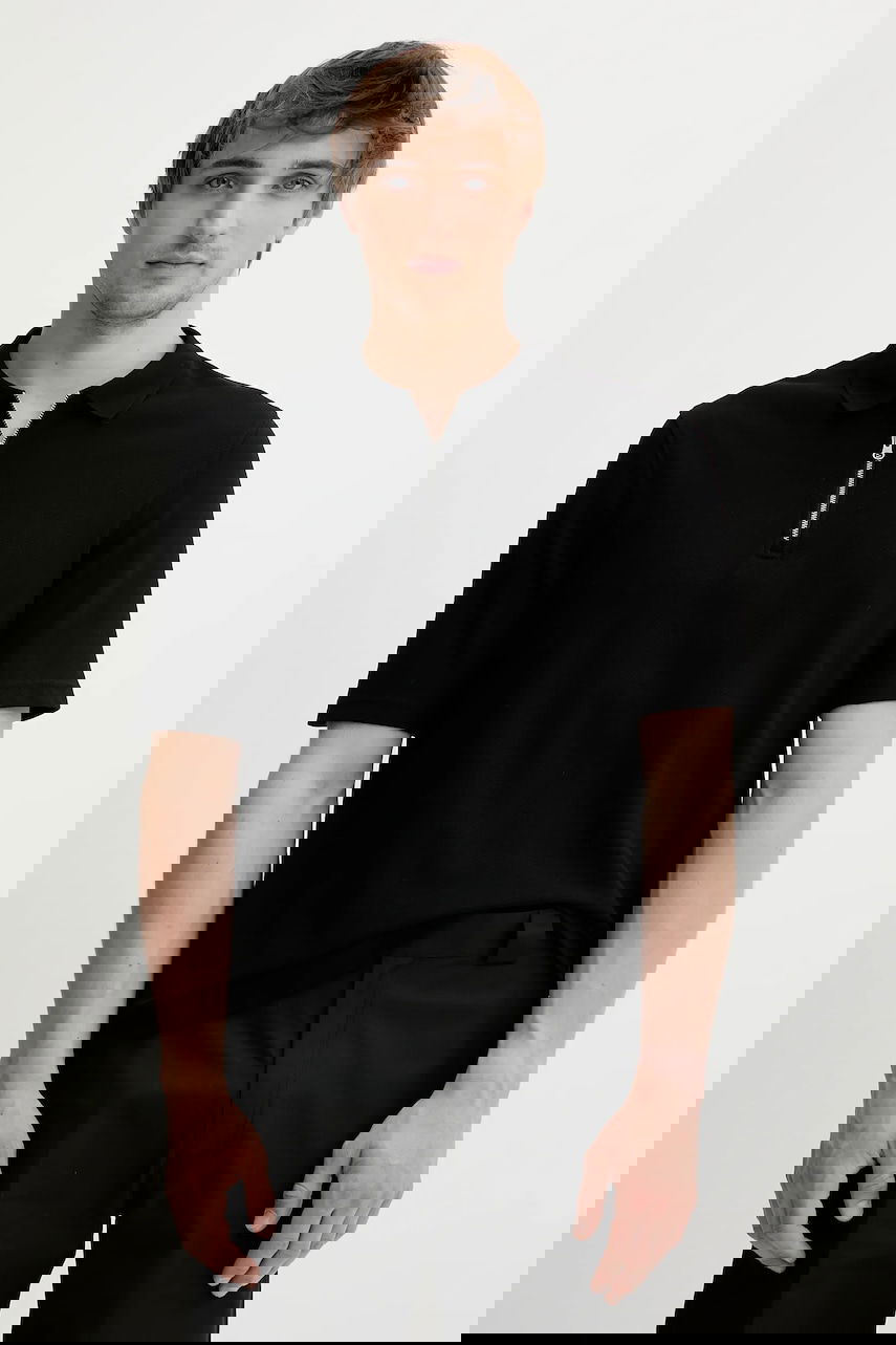 Polo tričko Samsoe Samsoe SAMAC Zippered Polo Shirt Čierna | M25200033, 0