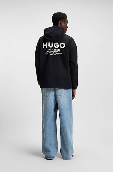 Bunda BOSS HUGO Water-Repellent Hooded Jacket Čierna | 50548719, 1