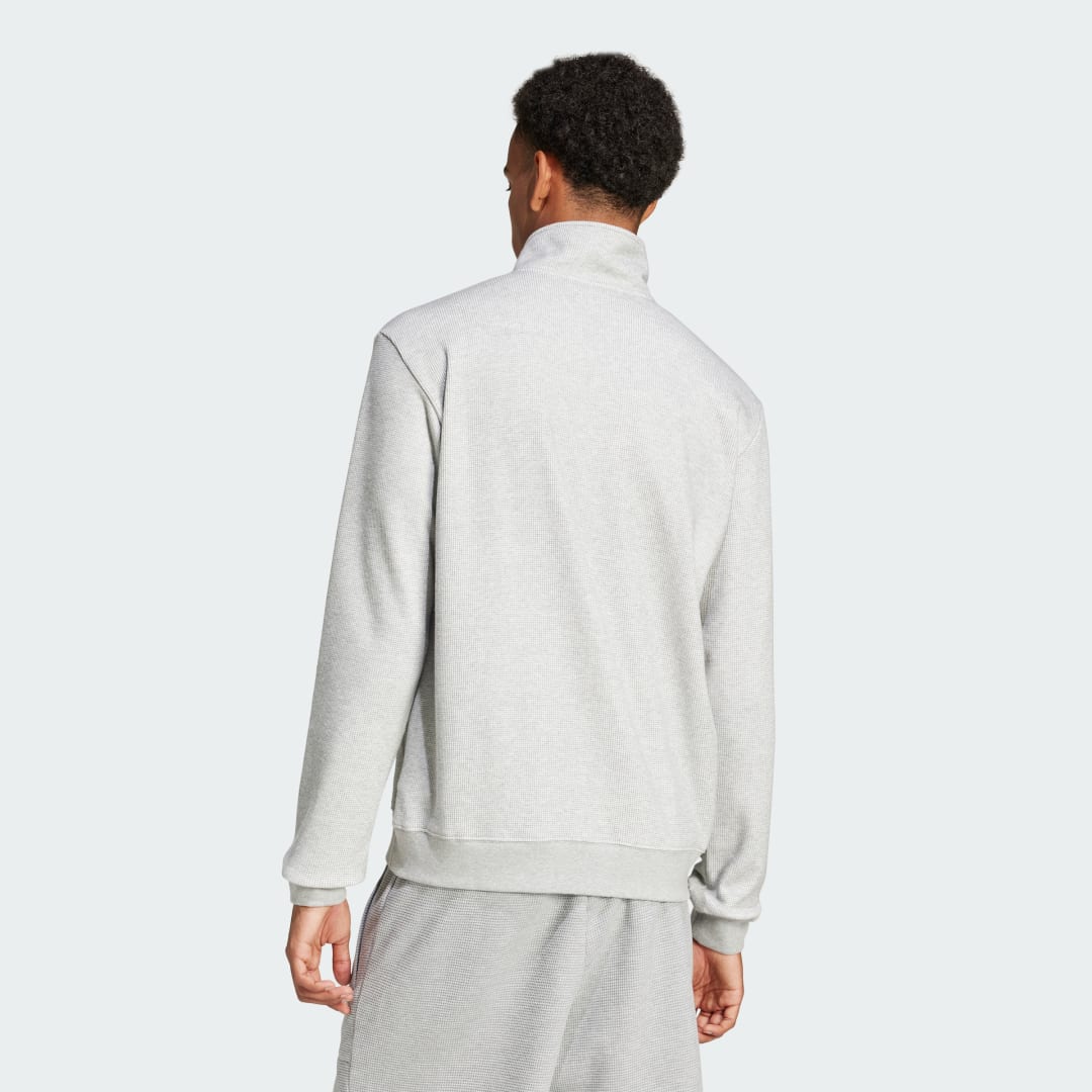 Mikina adidas Performance Essentials Waffle 1/2 Zip Sweatshirt Šedá | JD2447, 1