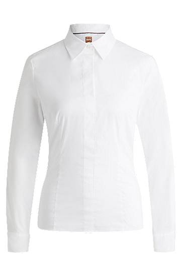 Košeľa BOSS Slim Fit Cotton Blend Blouse Biela | 50499433, 0