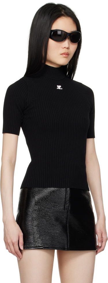 Tričko Courrèges Short Sleeve Knit Jumper Čierna | PERMPU026FI0001-9999, 3