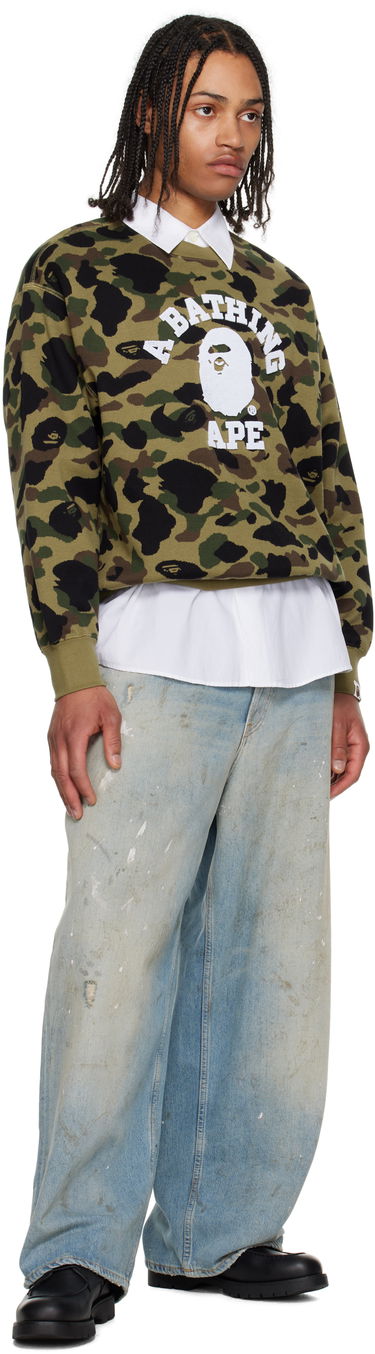 Sveter BAPE A Bathing Ape 1st Camo Jacquard College Sweatshirt Zelené | 001SWL301307M, 3