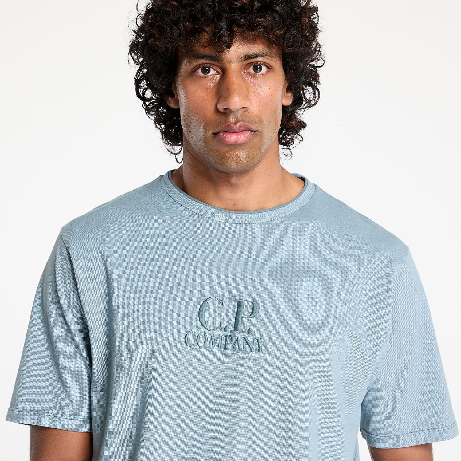 Tričko C.P. Company C.P. Company Tacting Piquet Embroidery T-Shirt Modrá | 18CMTS133A006263G-872, 1