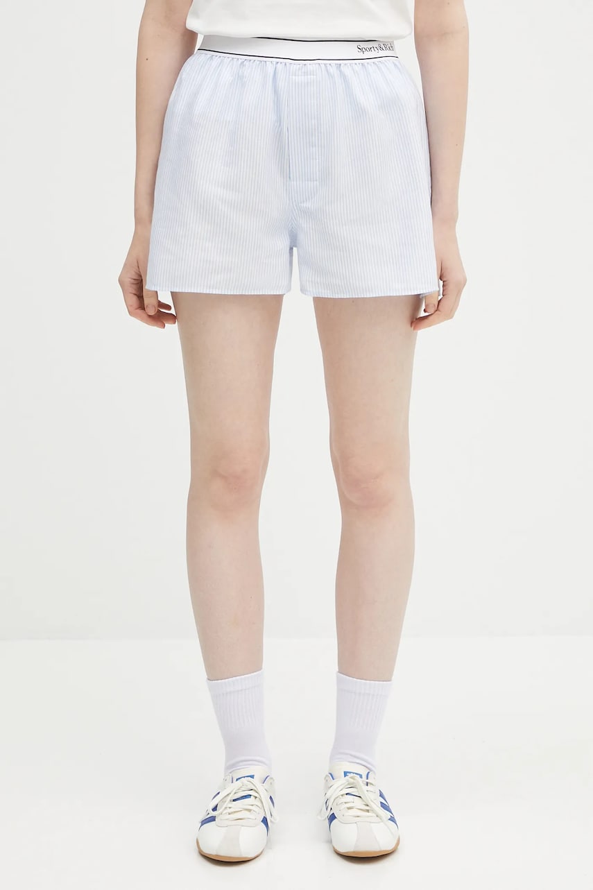 Šortky Sporty & Rich Sporty & Rich Serif Logo Oxford High Waist Shorts Modrá | SH015620300ST03, 0