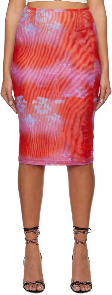 Sukňa Miaou Miaou Verona Printed Mesh Midi Skirt Červená | 4027PM2RGM, 0