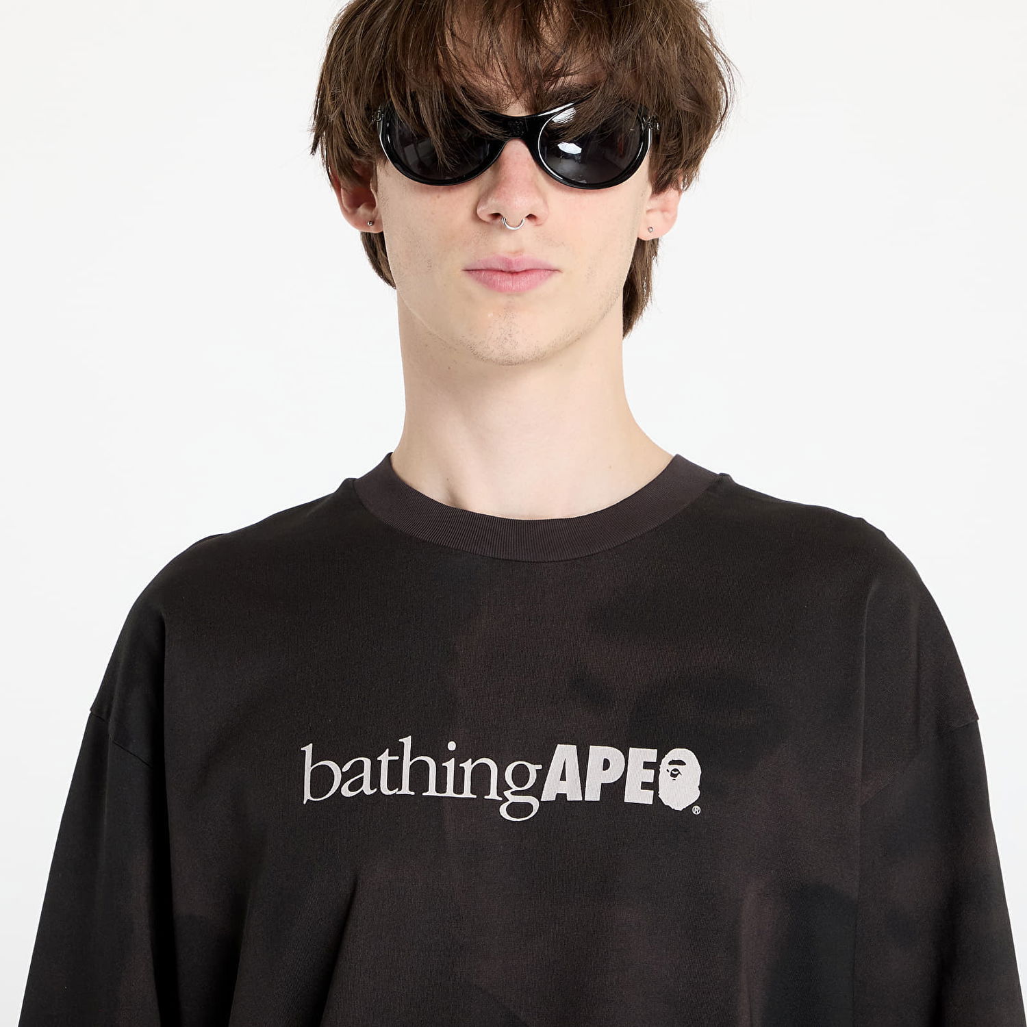 Tričko BAPE Overprint Logo Relaxed Fit Long Sleeve Tee Black Čierna | 001LTK801301M BLK, 1