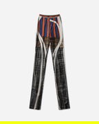 Graphic Print Mesh Pants with Racing Plaid