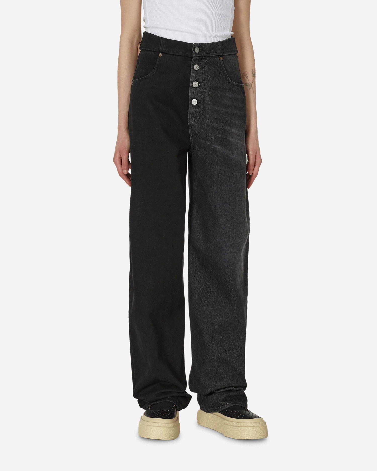 Nohavice Maison Margiela Half and Half Denim Trousers Black Čierna | S62LB0169 961, 1