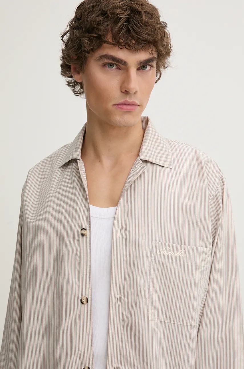 Košeľa Nanushka JELMER Regular Fit Collared Shirt Béžová | NM24PFSH02475, 0