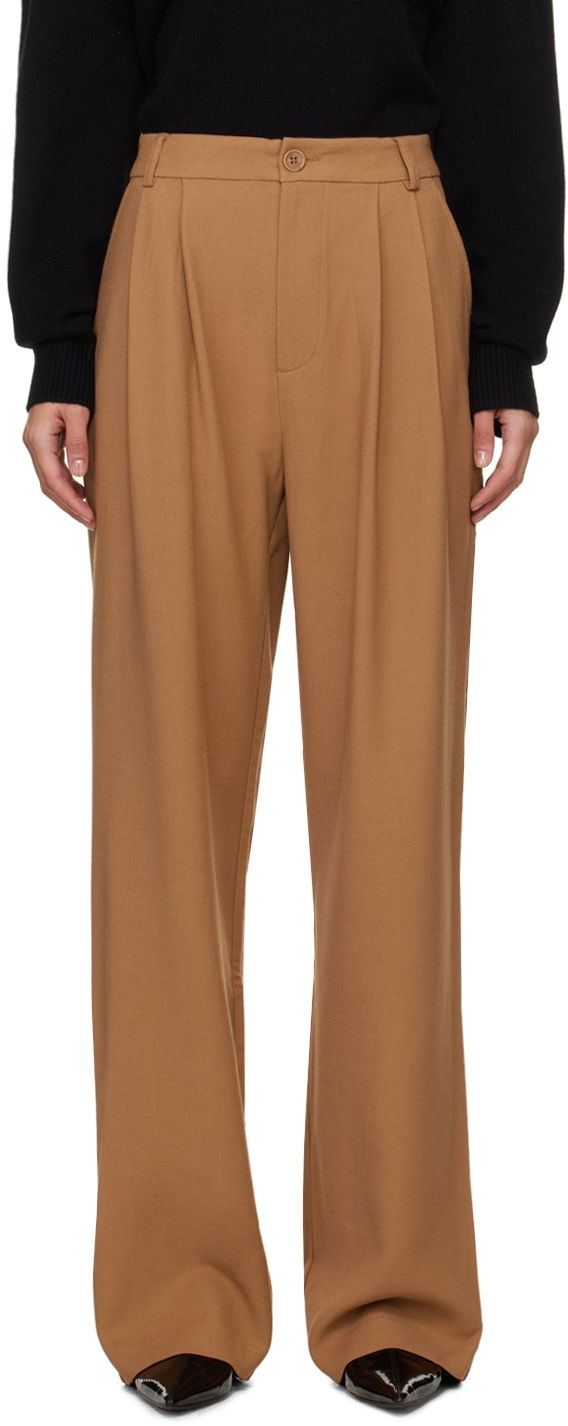 Nohavice Anine Bing Carrie Pleated Trousers Hnedá | A-03-3269-200, 0