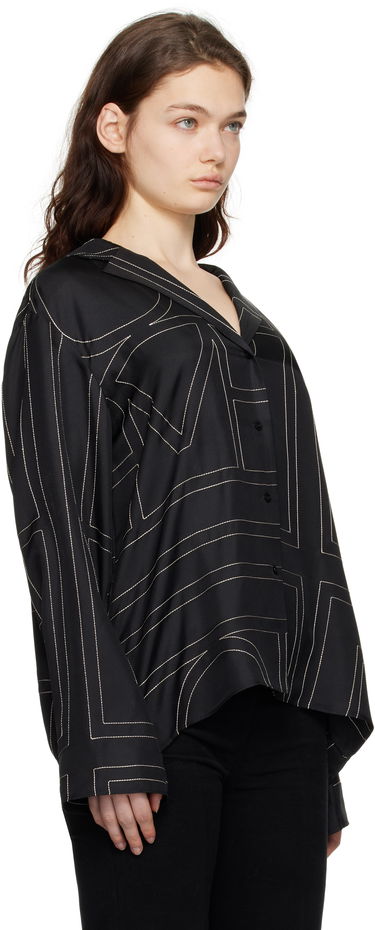 Košeľa TOTEME Monogram Satin Shirt Čierna | 213-755-707, 4
