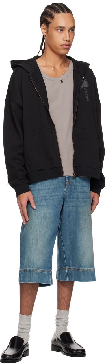 Šortky Palm Angels Palm Angels Curved Logo Denim Shorts Modrá | PMYC007S25DEN0014555, 3