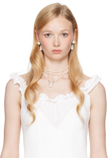 Náušnice SHUSHU/TONG SHUSHU/TONG YVMIN Edition Rose Faux-Pearl Earrings Biela | 25304WHT00DN2, 2
