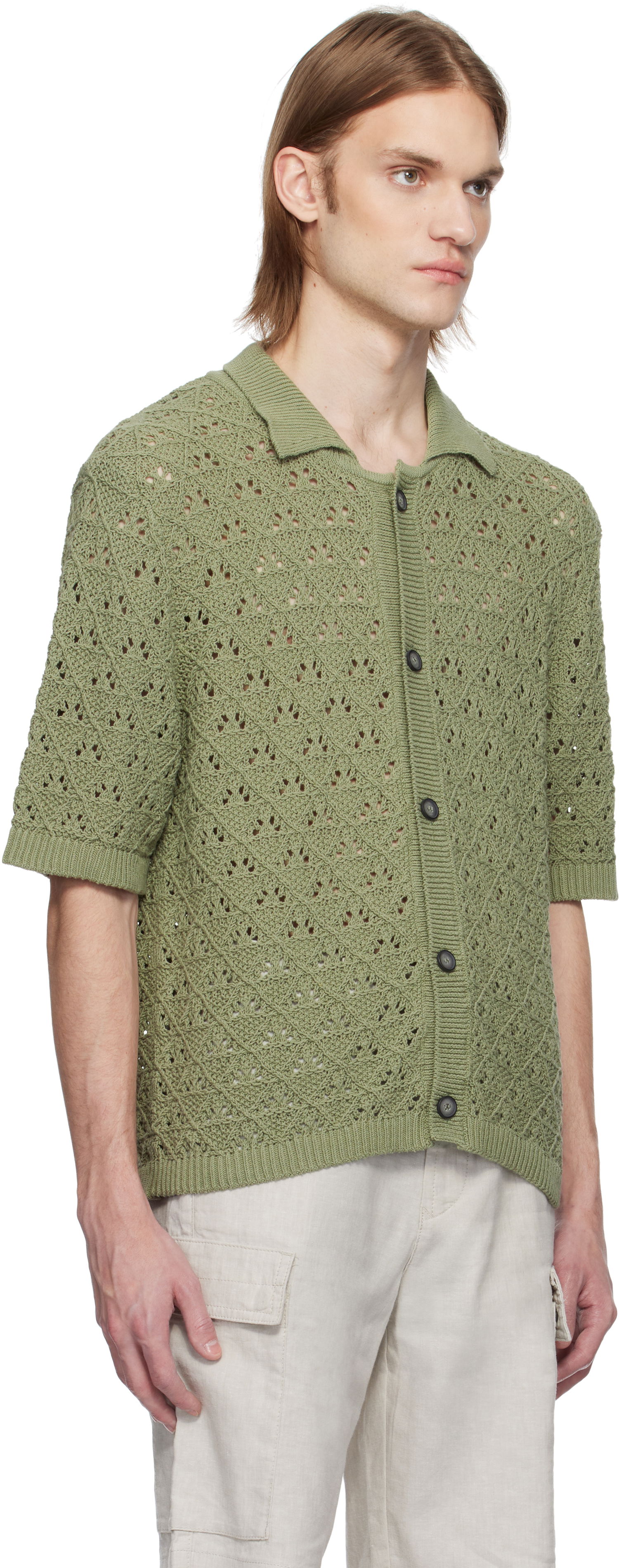 Sveter BOSS HUGO Knitted Cotton Polo Zelené | 50536666, 1