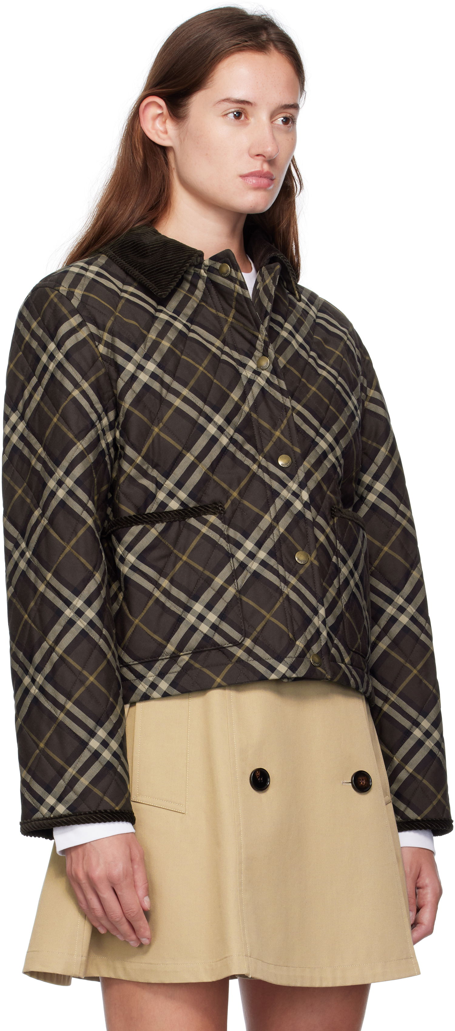 Bunda Burberry Burberry Oldham Plaid Quilted Jacket Hnedá | 8115975, 1
