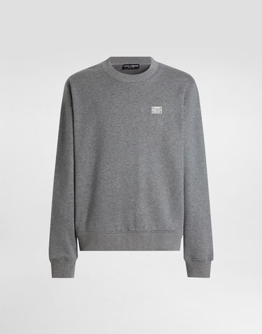 Mikina Dolce & Gabbana Dolce & Gabbana Cotton Sweatshirt with Metal Tag Šedá | G9ABJTG7N7BS8291, 0