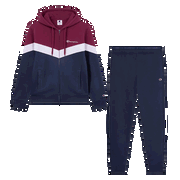 Color Block Full-Zip Hooded Top and Jogger Pants Set