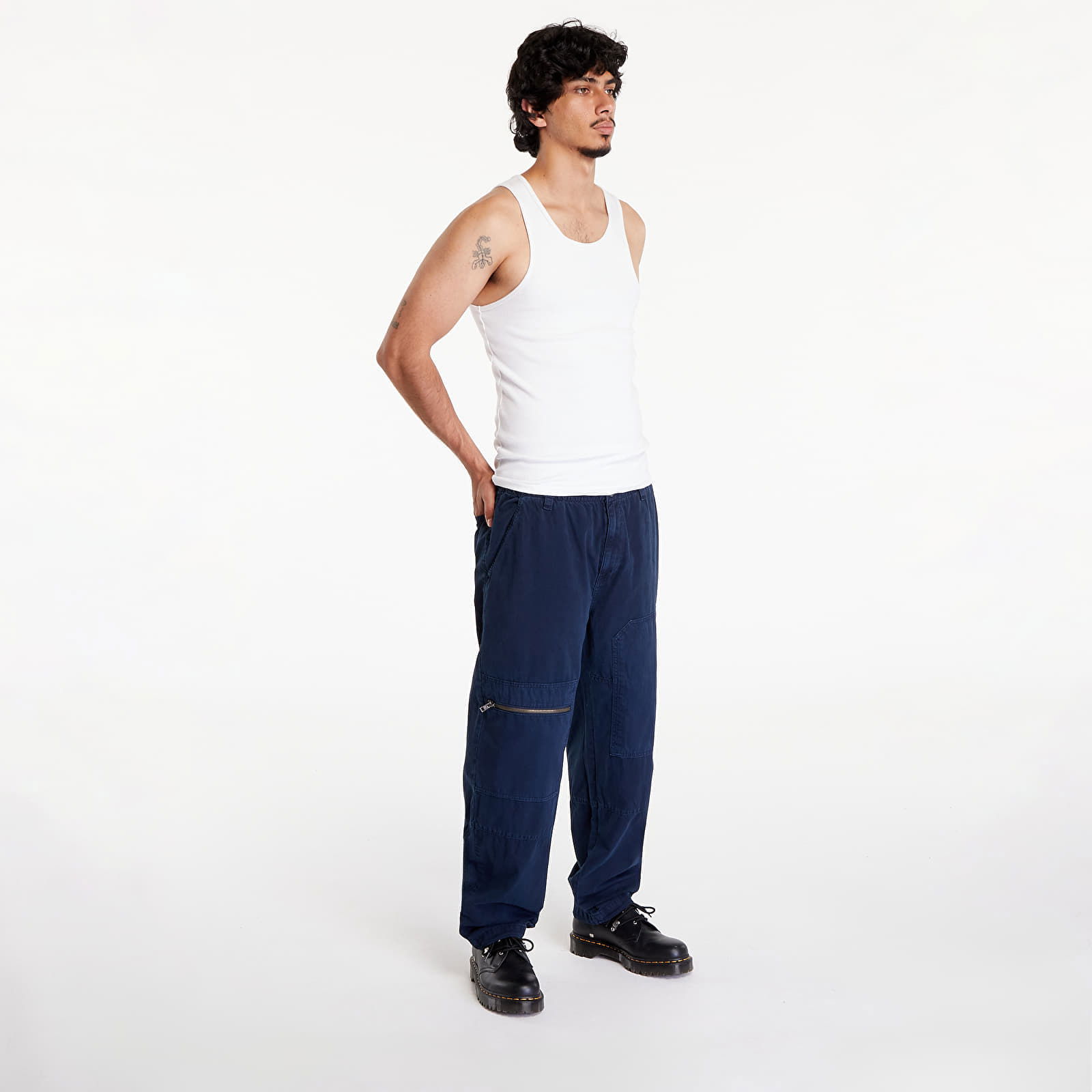 Aidan Straight Baggy Tapered Cargo Pants Dark Night Navy