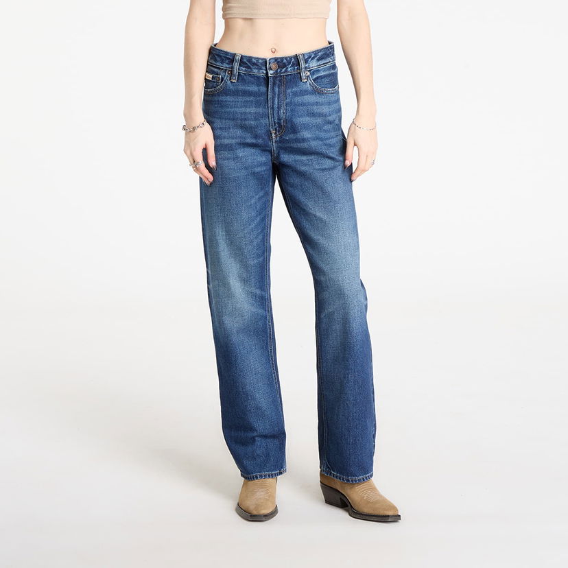 Džínsy CALVIN KLEIN Signature 90S Straight Short Jeans Modrá | LV047D728G YY9 Short