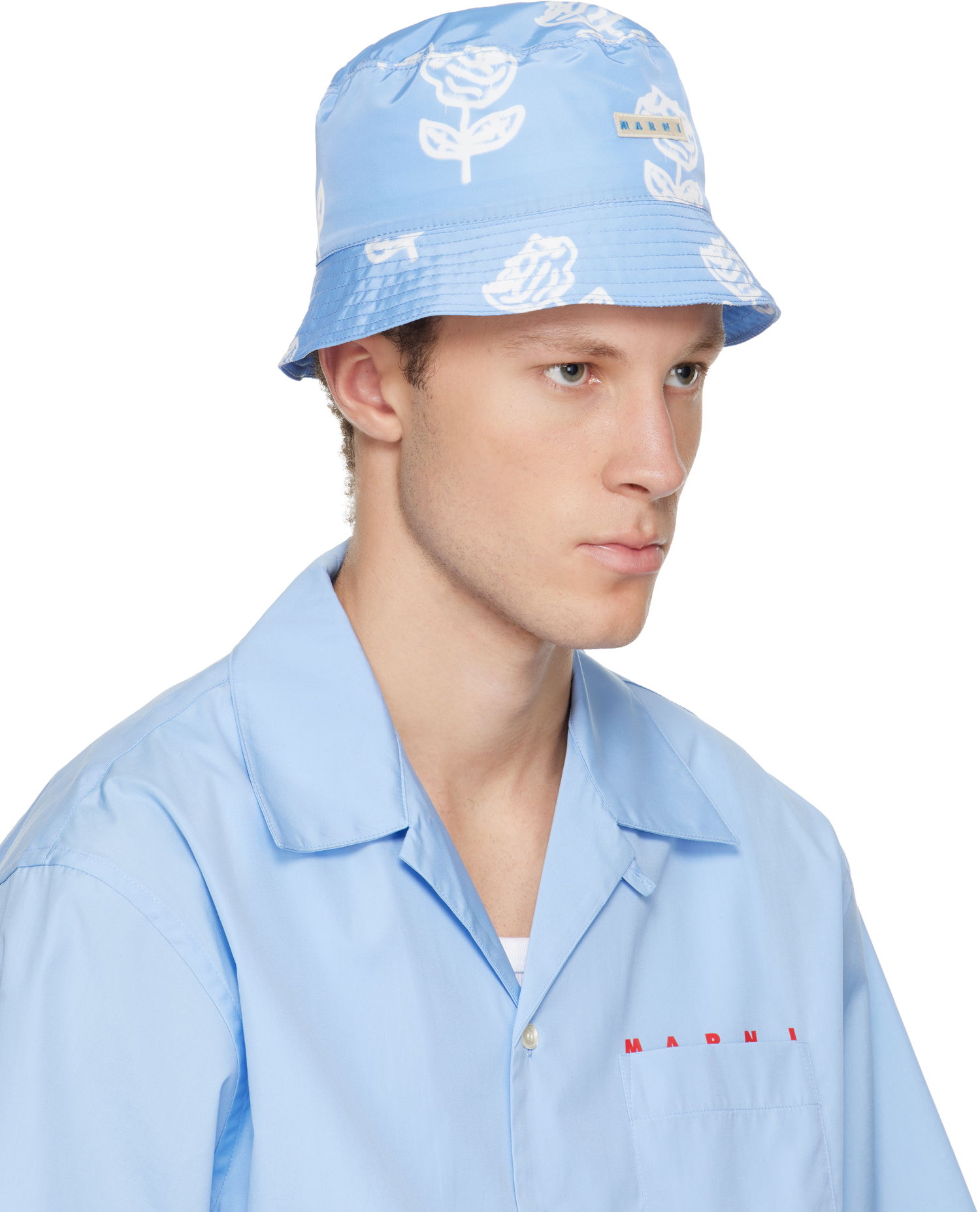 Klobúk Marni Sprayed Roses Print Taffeta Bucket Hat Modrá | CLMC0055XU UTP796, 1