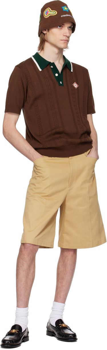 Polo tričko Casablanca Casablanca Cable Knit Oversized Polo Hnedá | MS25-KW-908-01, 3