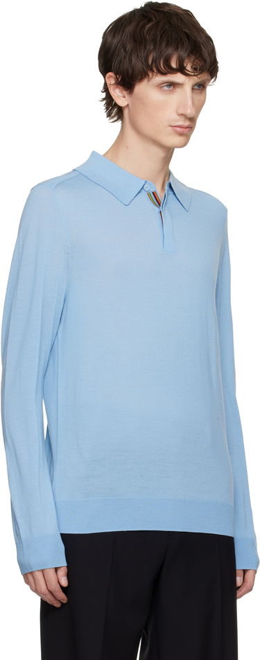 Polo tričko Paul Smith Merino Wool Knitted Long-Sleeve Polo Modrá | M1R-241Z-P02093-41, 1