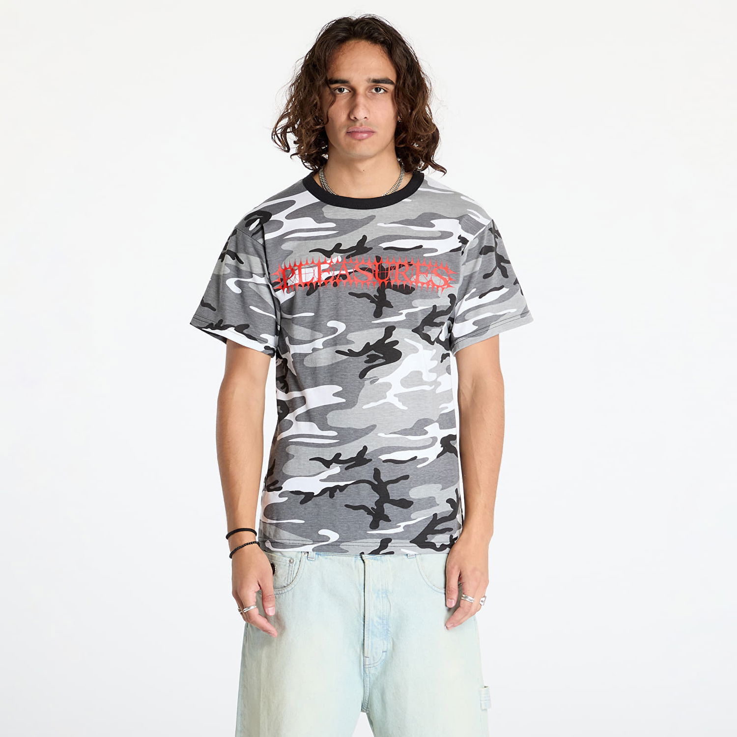Tričko Pleasures Spike T-Shirt Camo Šedá | P24F101 CAMO, 0