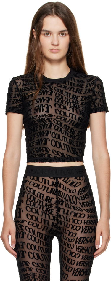 Tričko Versace Versace Jeans Couture Tulle Flock Liquify T-Shirt Čierna | E79HAH602_EJS490, 0