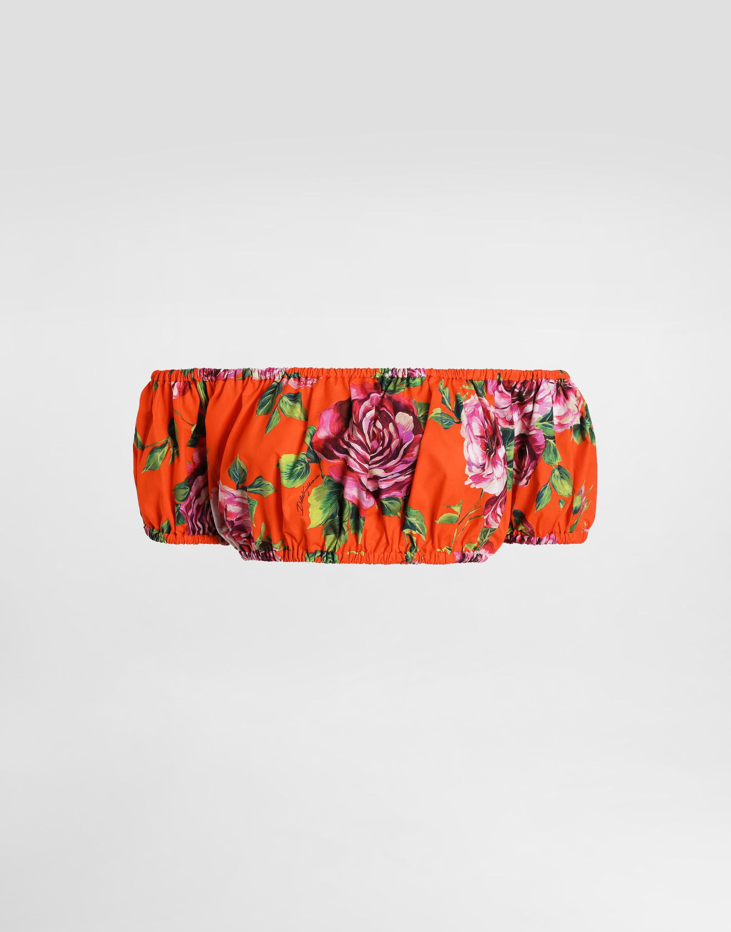 Crop Top Dolce & Gabbana Dolce & Gabbana Rose-Print Bardot Top Oranžová | F755RTHS5TIHO5JA, 0