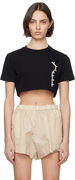 AREA Crystal Rosette Cropped T-Shirt
