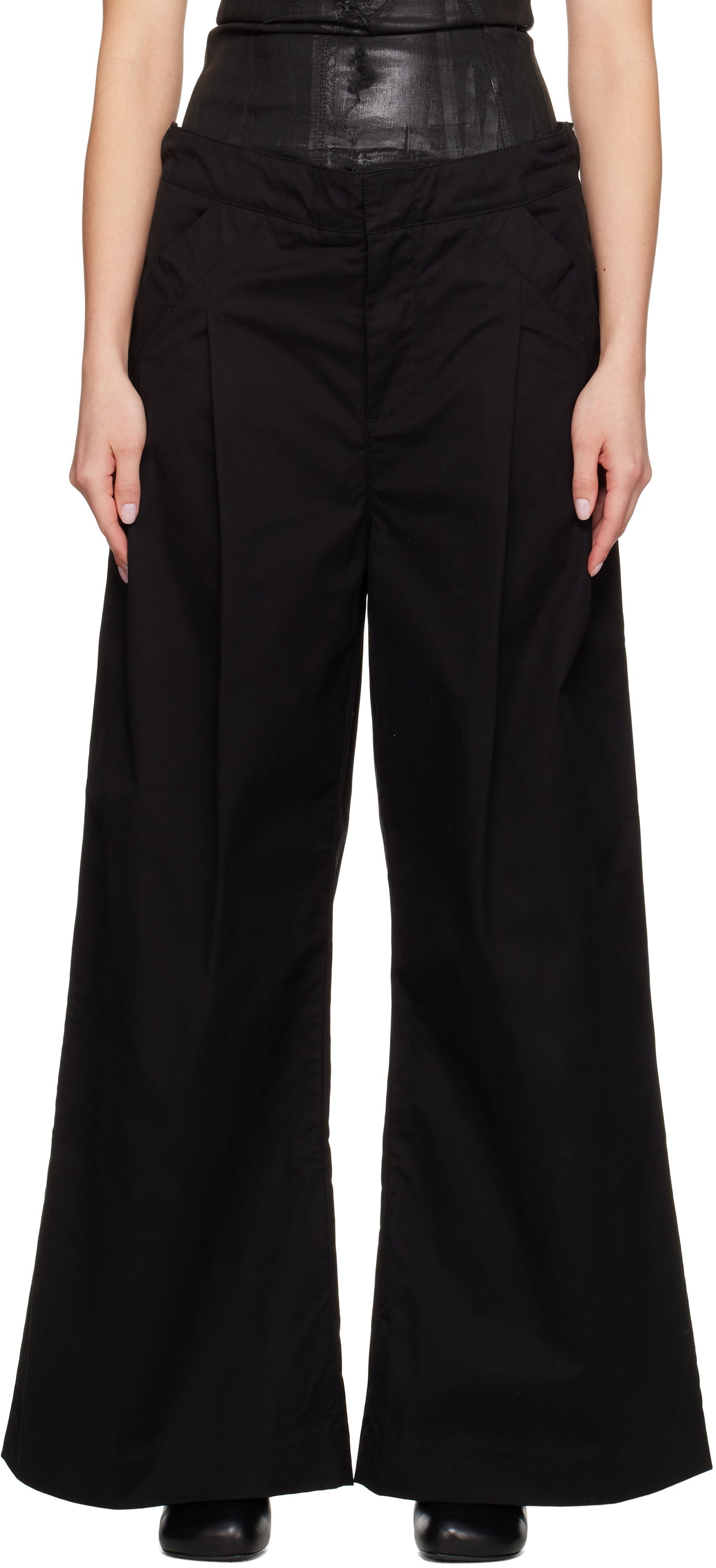 Nohavice Entire Studios Entire Studios Wares Wide-Leg Trousers Čierna | ESU-S25-3007-BL, 0