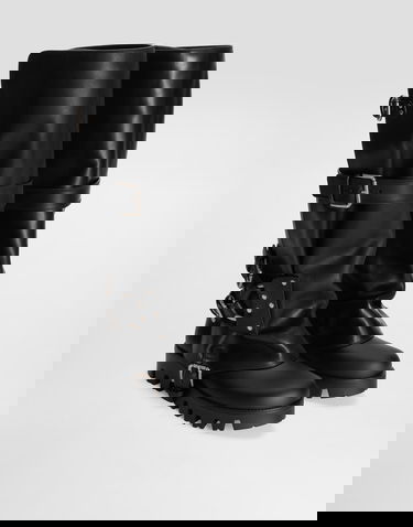 Doplnky Dolce & Gabbana Dolce & Gabbana Calfskin & Rubber Buckle Knee-High Boots Čierna | CU1288AX8728B956, 1