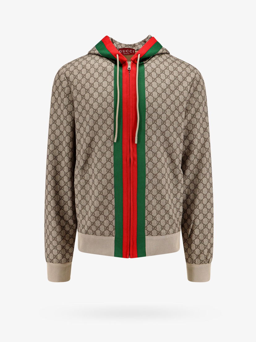 Mikina Gucci Zip-Up Hooded Sweatshirt Hnedá | 795071XJGRV2270