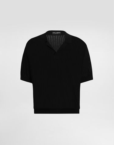 Polo tričko Dolce & Gabbana Dolce & Gabbana Short-Sleeved Openwork Polo Shirt Čierna | GXZ63TJBCFMN0000, 0