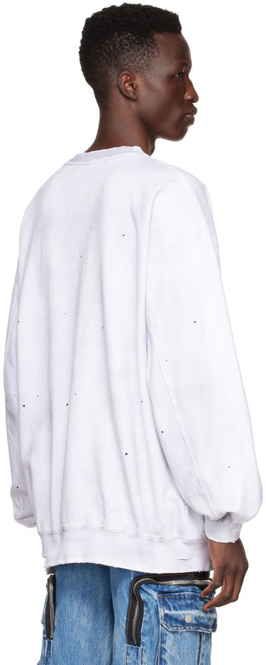 Mikina We11done We11done Distressed Cotton Sweatshirt Biela | WD-TS1-22-620-U-WH, 2