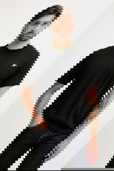 Tričko Lacoste Cotton Crew Neck Short Sleeve T-shirt with Embroidered Chest Design Čierna | TH5492, 0