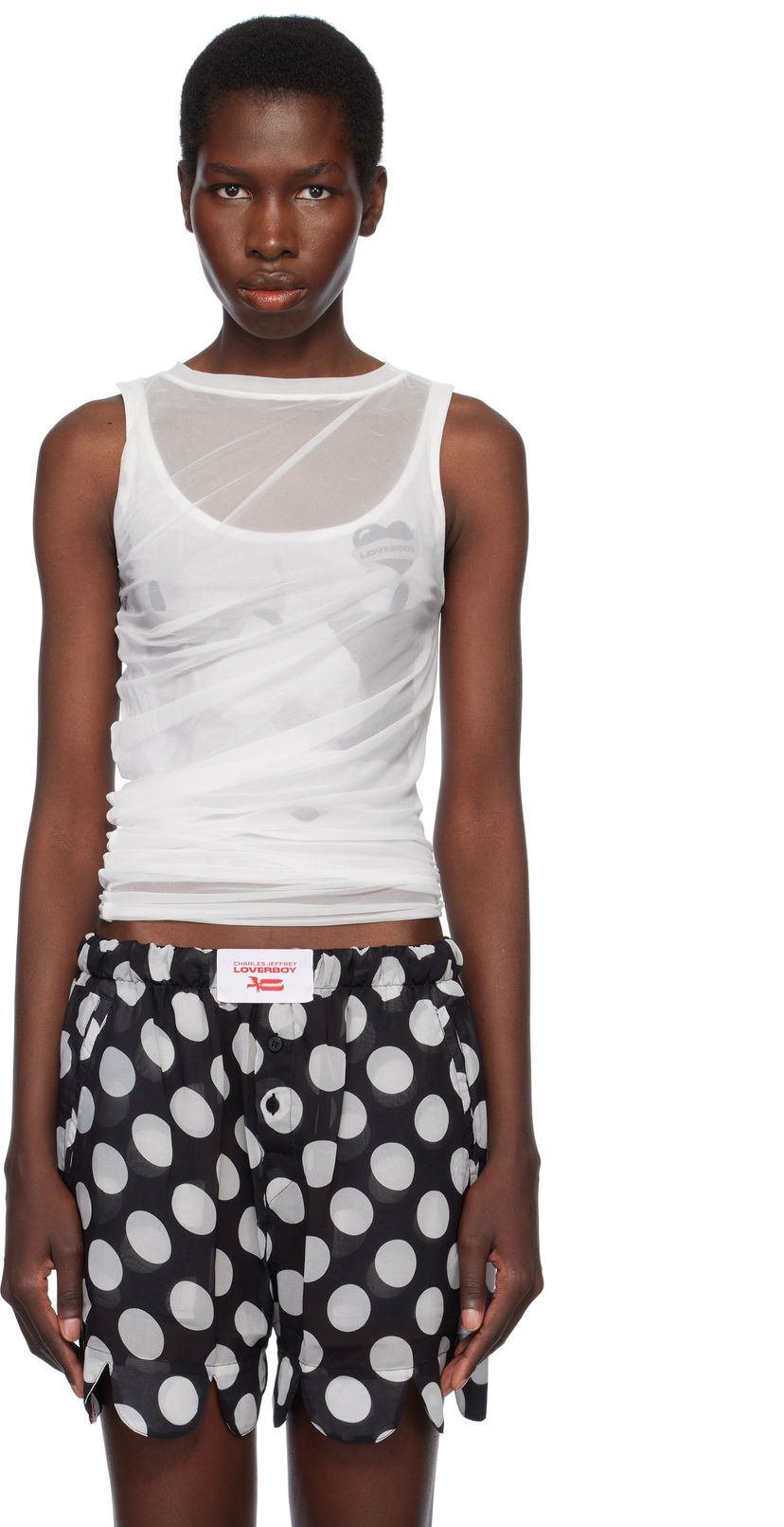 Tielko Charles Jeffrey Loverboy Charles Jeffrey LOVERBOY Draped Mesh Tank Top Rôznofarebný | 54080201