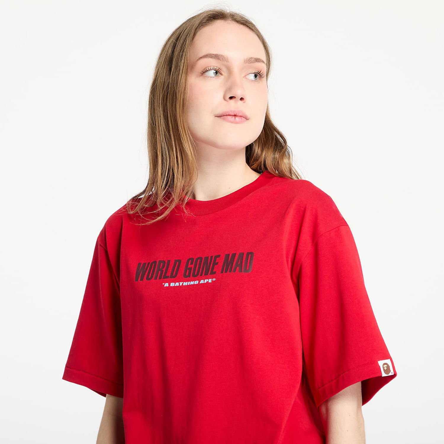 Tričko BAPE A BATHING APE Slogan Relaxed Fit T-Shirt Červená | 001TEL301318MRED, 1