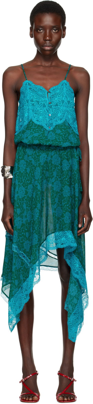 Šaty Dries Van Noten Dries Van Noten Asymmetrical Slip Midi Dress Zelené | 251-011032-1011, 0
