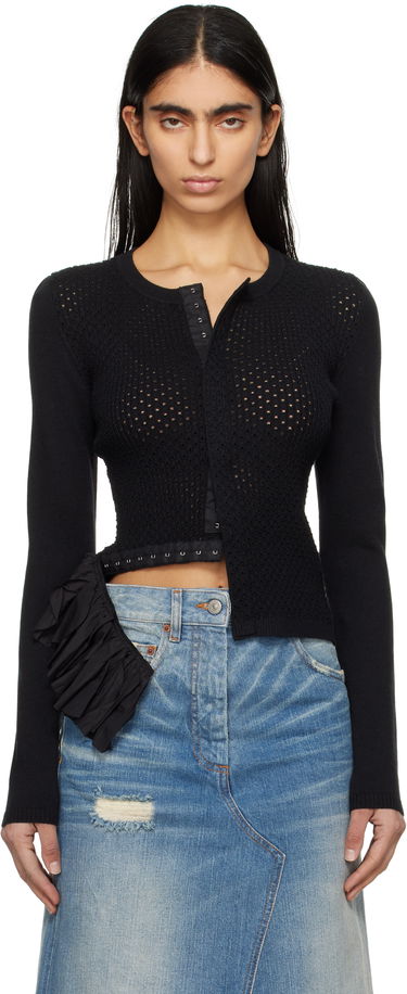 Sveter Maison Margiela MM6 Maison Margiela Detachable Knit Cardigan with Woven Peplum Čierna | S52HP0024 M13082, 0