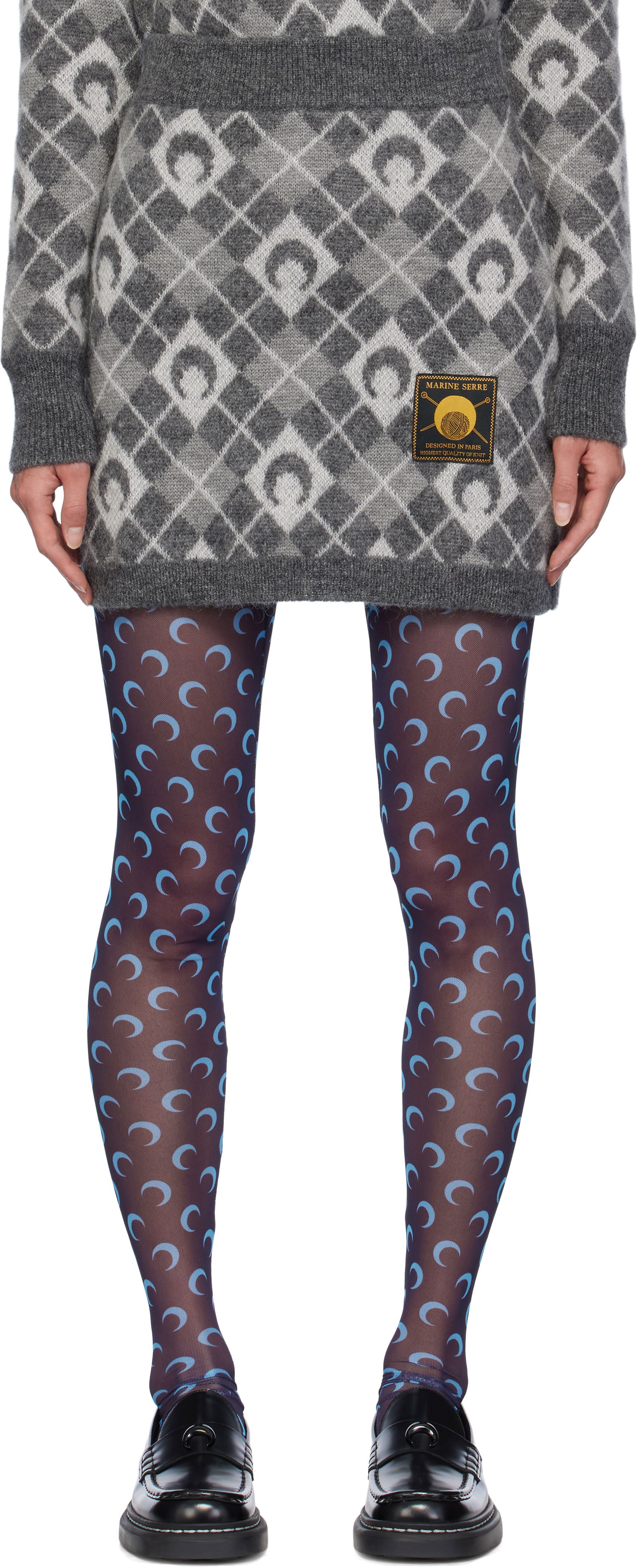 Sukňa Marine Serre Argyle Knit Miniskirt Šedá | WSK060A, 0