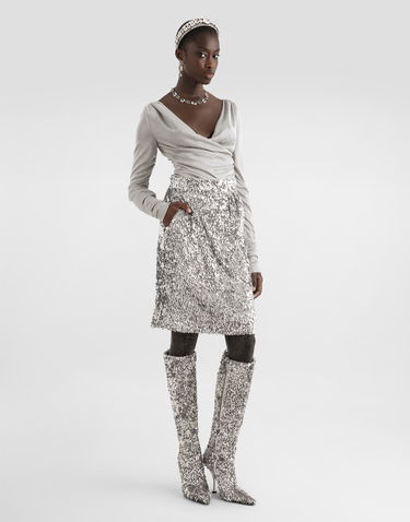 Dres Dolce & Gabbana Lamé Jersey Top Metalická | F7AM5THU7WCS0998, 1